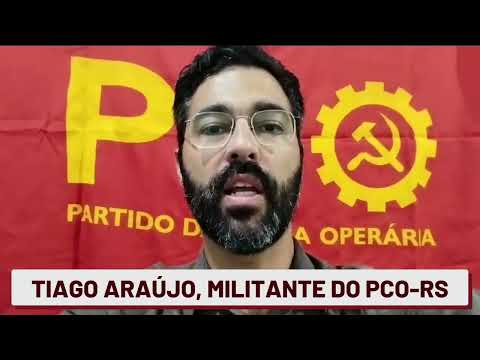 Tiago Araújo, militante do PCO-RS presta solidariedade a João Pimenta, da direção nacional do PCO
