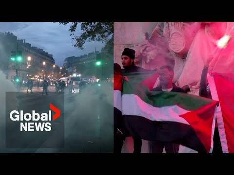 France deploys water cannon, teargas on banned pro-Palestinian rally as Macron urges calm