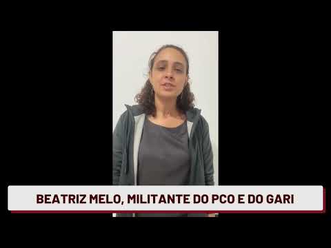 Beatriz Melo, militante do PCO presta solidariedade a João Pimenta, da direção nacional do PCO