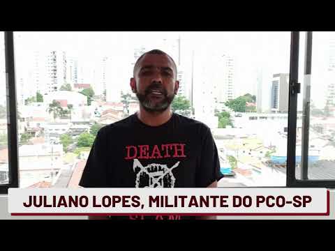 Juliano Lopes, militante do PCO-SP presta solidariedade a João Pimenta, da direção nacional do PCO