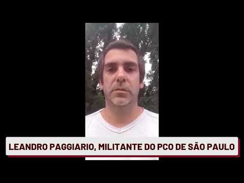 Leandro Paggiaro, militante do PCO presta solidariedade a João Pimenta, da direção nacional do PCO