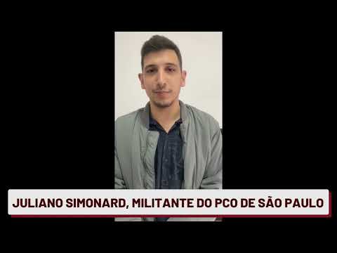 Juliano Simonard, militante do PCO presta solidariedade a João Pimenta, da direção nacional do PCO