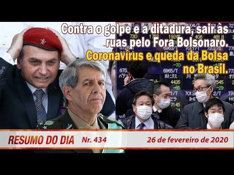 Contra a ditadura, sair às ruas pelo Fora Bolsonaro. Coronavírus e queda da Bolsa. Resumo do Dia 434