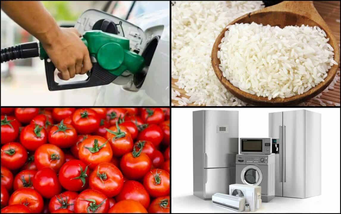 alimentos energia elétrica e combustíveis