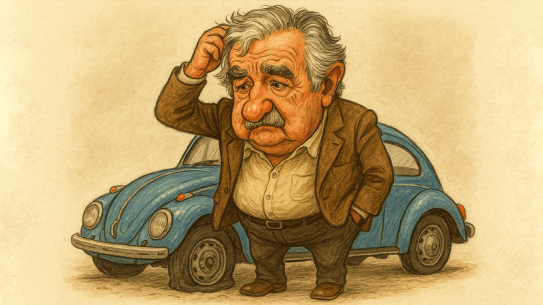 Mujica e seu fusca velho