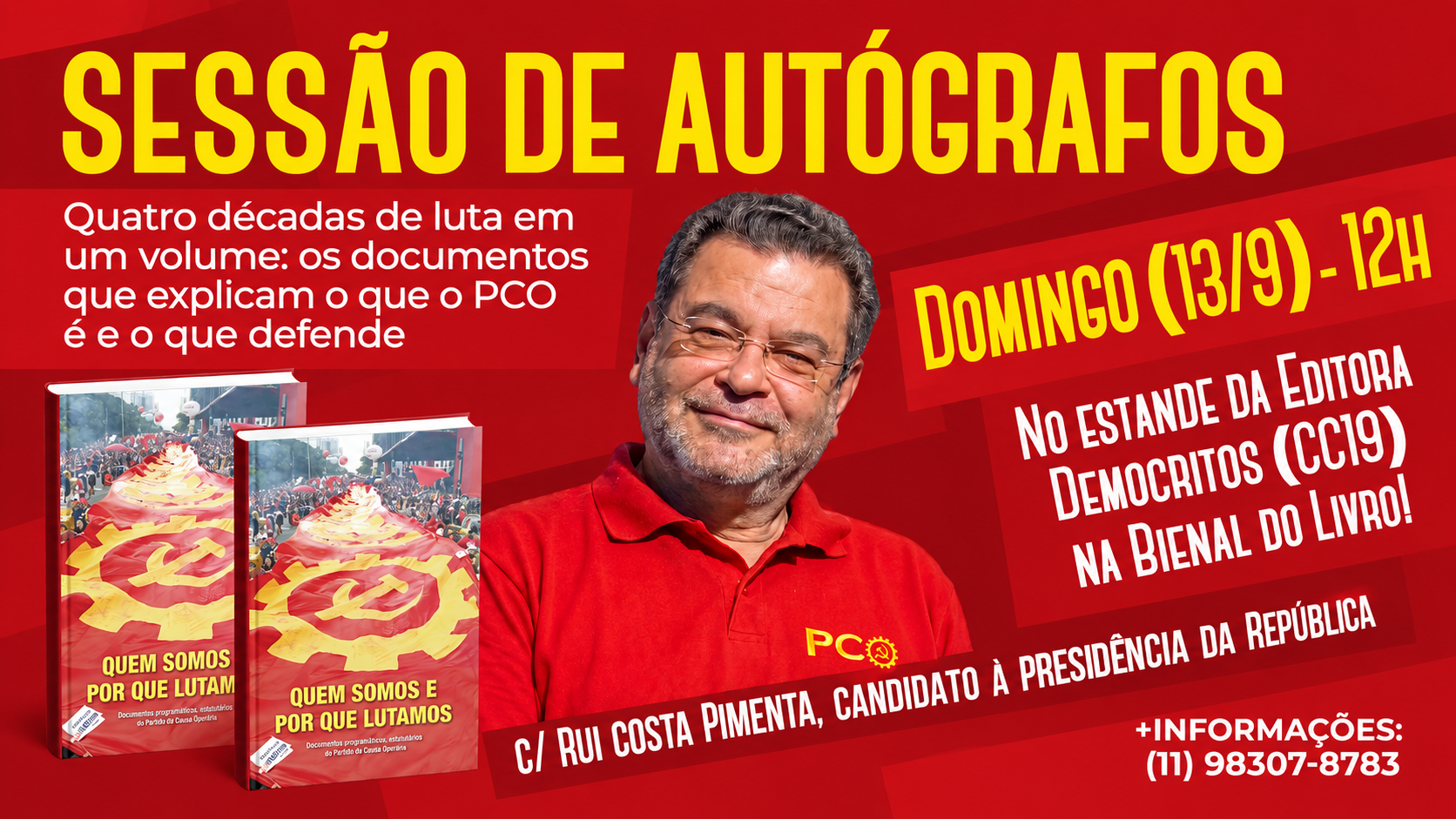 É amanhã a sessão de autógrafos com Rui Costa Pimenta na Bienal