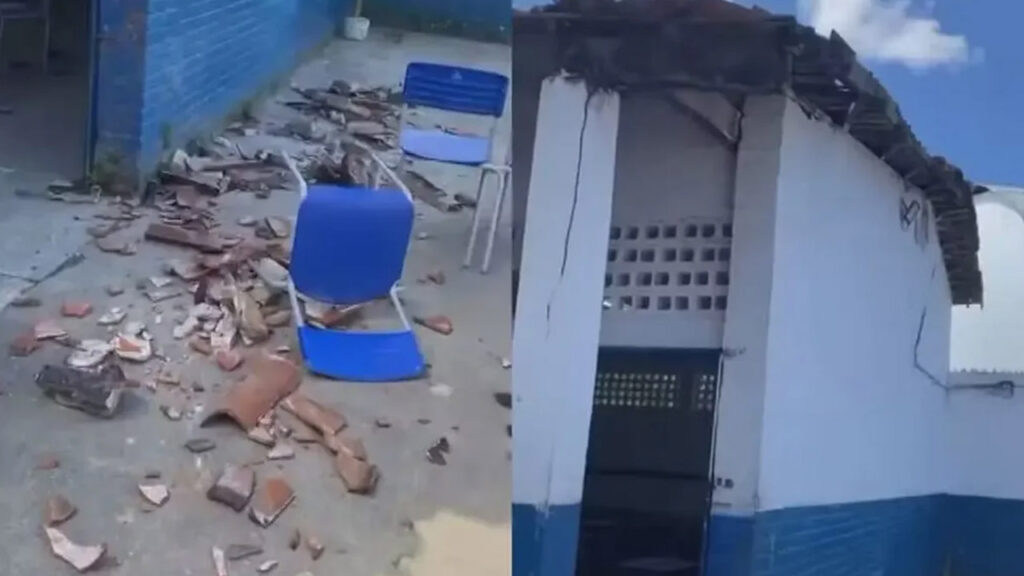 Escola com telhado que desabou
