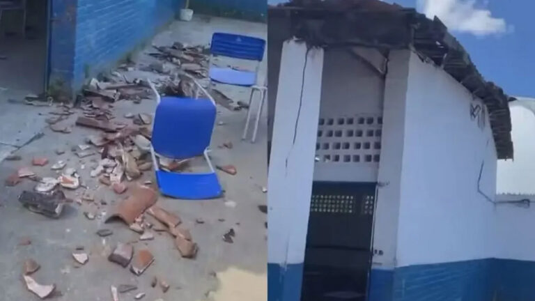 Escola com telhado que desabou