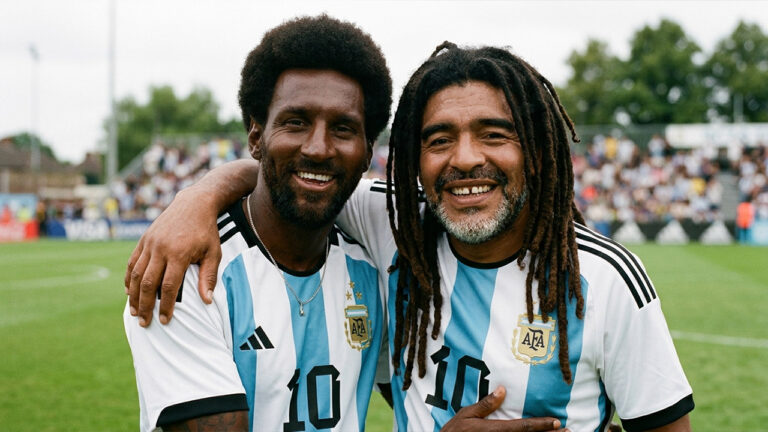 Messi retinto e Maradona negão