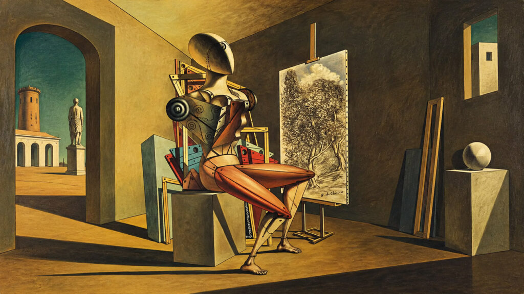 IA sobre obra Le Rêve transformé. 1913 de De Chirico