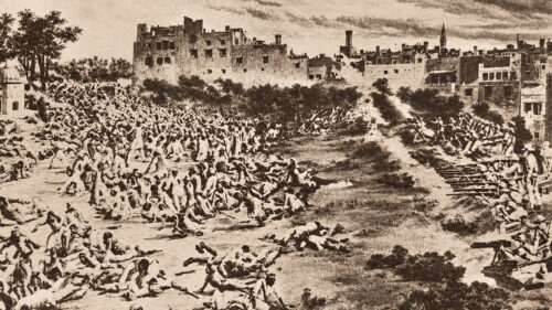 Tropas britânicas atiram contra multidão reunida em Amritsar, no massacre de Jallianwala Bagh